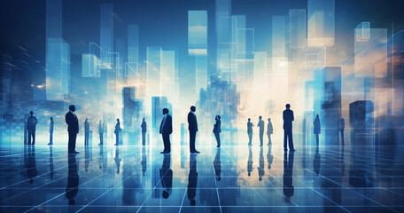 abstract blue background with peoples