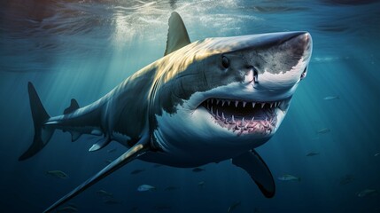 Great white shark underwater 