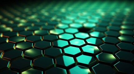  a close up view of a hexagonal surface with a bright light.  generative ai