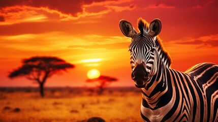 Fototapeta na wymiar Zebra at sunset