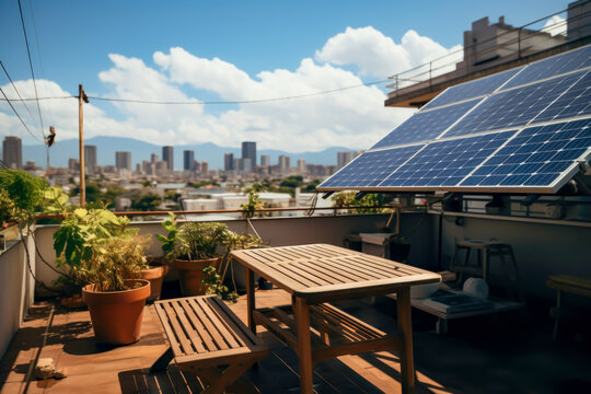 solar panels on the terrace of a house
