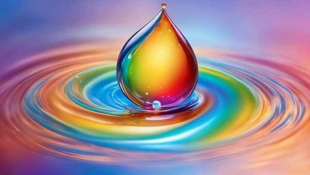 drop of water _A water drop icon with ripples, depicting the diversity and the beauty of water. The water is rainbow colored