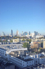 Warsaw skyline on a cloudless day, Poland.