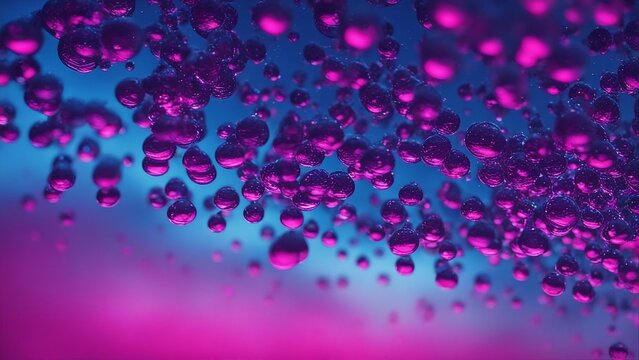 background with drops water drops blue background and purple bubbles