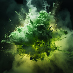 Fototapeta na wymiar abstract green splash smoke background created with Generative Ai