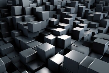 Modern tech backdrop with polished cubes. Gray, 3D design. Generative AI