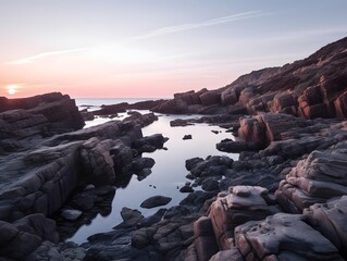 Fototapeta na wymiar Beautiful seascape with rocks and sea at sunset. 3d rendering