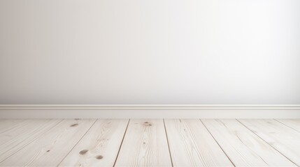 Naklejka premium empty wooden white floor with white wall background, mock up 