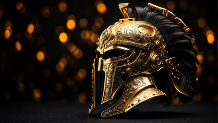 A magnificent golden Spartan helmet