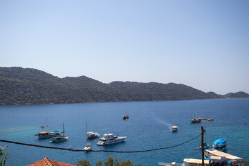 Fototapeta premium boats on the lake, Kekova Antalya, TURKEY