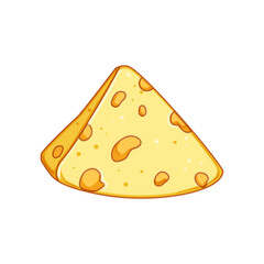 food cheese cartoon. cheddar slice, dairy piece, gourmet cut food cheese sign. isolated symbol vector illustration