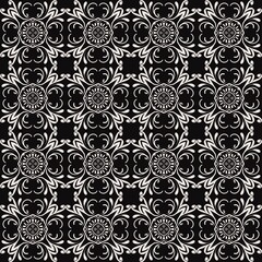 pattern with flowers Ethnic seamless pattern geometric local fabric patterns and tile patterns black background 