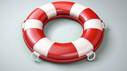  a red and white life preserver on a gray background.  generative ai