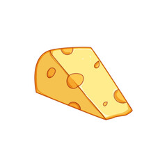 cheddar cheese cartoon. slice dairy, piece gourmet, cut snack cheddar cheese sign. isolated symbol vector illustration