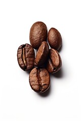 Naklejka premium Coffee beans isolated on white background. Closeup macro shot. Generative Ai