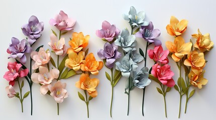  a group of colorful flowers on a white background with a white background.  generative ai