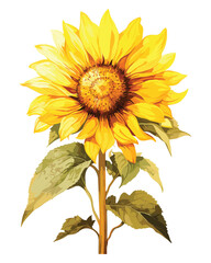 Obraz premium painted Watercolor sunflower floral on white background