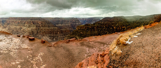 A viewpoint of the Hualapai Indian Reservation at the west gate of the Grand Canyon National Park, in the US state of Arizona.