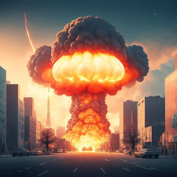 Explosion of nuclear bomb in the city