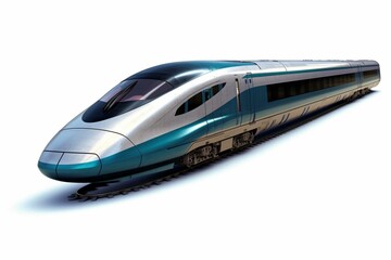 Modern high-speed train, isolated. Generative AI