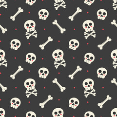 Halloween Skulls and Crossbones Seamless Pattern Design
