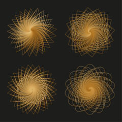 Golden abstract elements. Vector illustration isolated 
