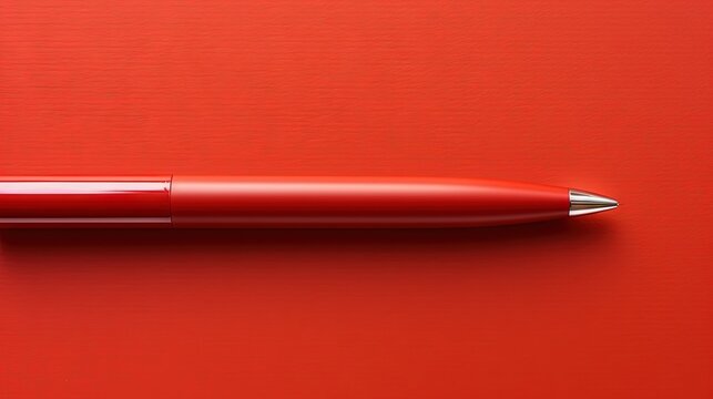  a red pen sitting on top of a red table next to a red wall.  generative ai
