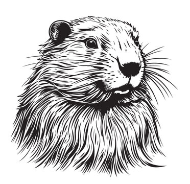 Beaver head sketch hand drawn Vector illustration Wild Animals