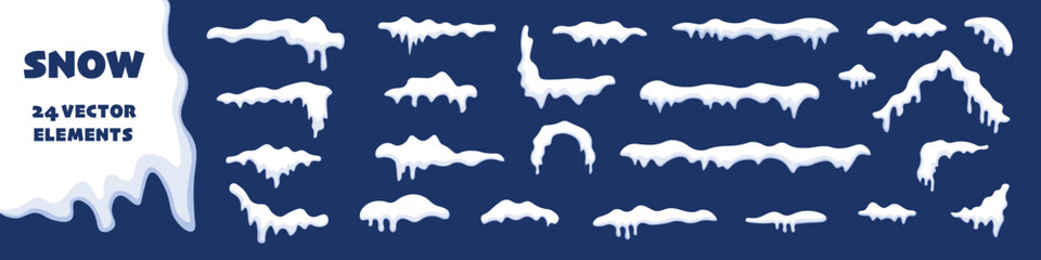 Snow cap icon set. Snow decoration set. Vector illustration.