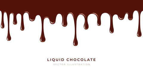 Smudges of liquid dark chocolate on a white background. Vector illustration.