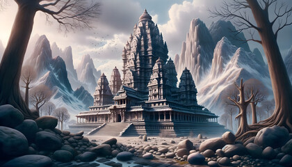 Obraz premium Ancient Temple in the Mountain