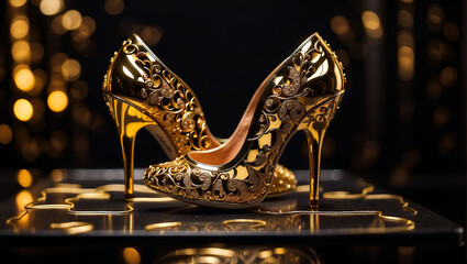 Gorgeous golden designer high heels