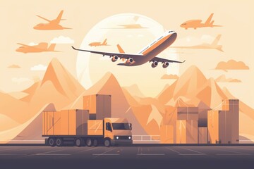 Rapid shipping of packages and goods using truck and plane transportation. Generative AI