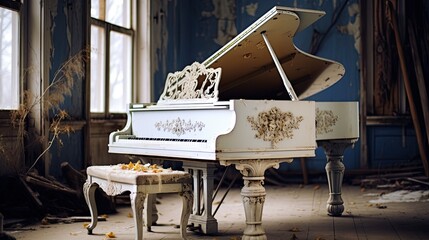 shabby chic grand piano