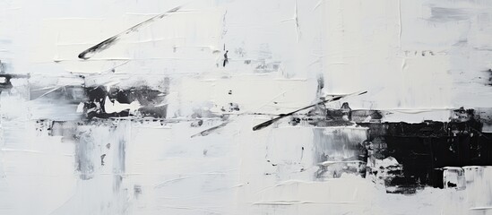 Expressive, modern, abstract and minimalist white painting, with black graffiti