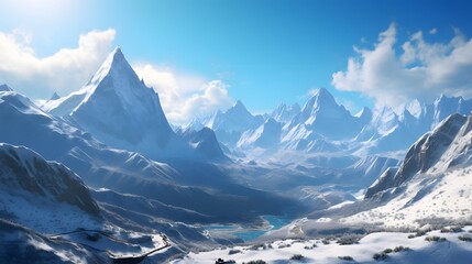 Fototapeta na wymiar beautiful panoramic view of the snowy mountains - 3d rendering