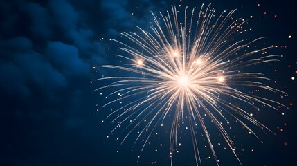 Close up of an white Firework in the Sky. Festive Template for New Year's Eve and Celebrations