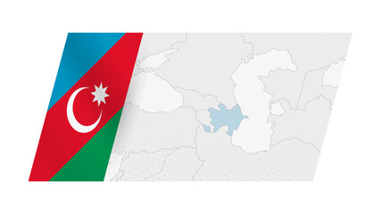 Azerbaijan map in modern style with flag of Azerbaijan on left side.