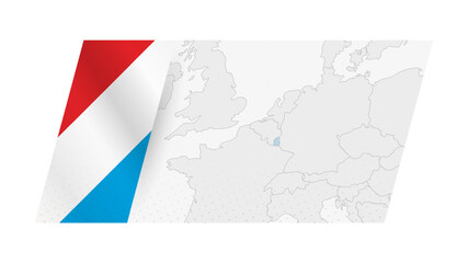 Luxembourg map in modern style with flag of Luxembourg on left side.