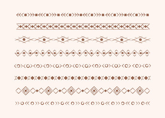 Native American ethnic pattern design stripes. Tribal geometric vector boho motif, textured ornament illustrations