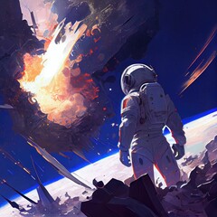 Exploration of an astronaut on an extraterrestrial world beyond earth