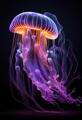 Ethereal glowing fire jellyfish with enigmatic smokey tentacles