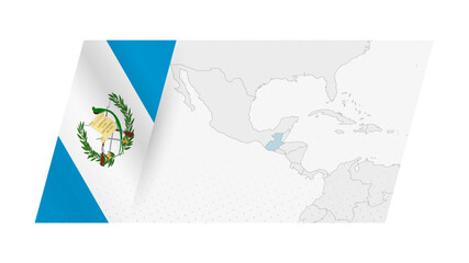 Guatemala map in modern style with flag of Guatemala on left side.