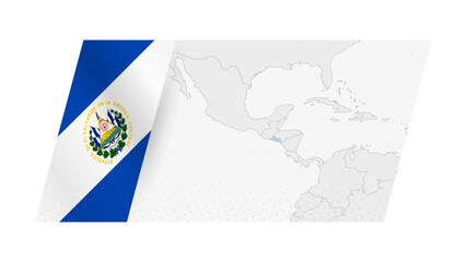 Fototapeta premium El Salvador map in modern style with flag of El Salvador on left side.