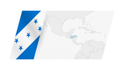 Honduras map in modern style with flag of Honduras on left side.