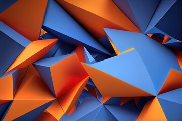 An abstract background featuring orange and blue background,  geometry mosaic style