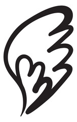 Hand drawn wing. Freedom symbol. Doodle logo
