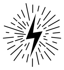 Ligtning bolt icon. Shining thunder bolt symbol
