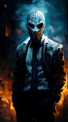 Dead Zombie skeleton came from dead land, Halloween time 