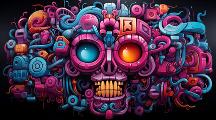 Obraz premium a neon Graffiti wallpaper on an urban wall